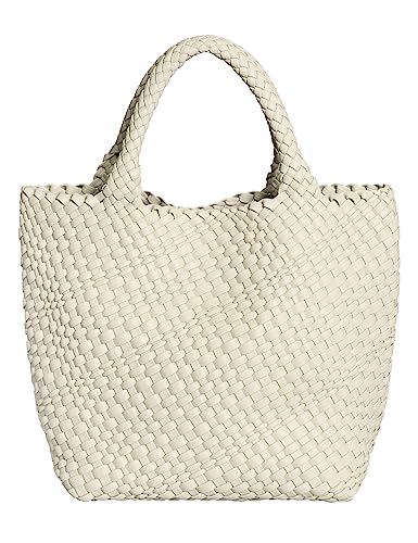 Borsa tote tessuta per donna Borsa in pelle vegana intrecciata a mano...