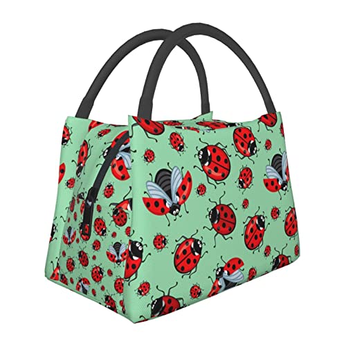 FLYIFE Coccinelle rosse su sfondo blu borsa termica per il pranzo con...