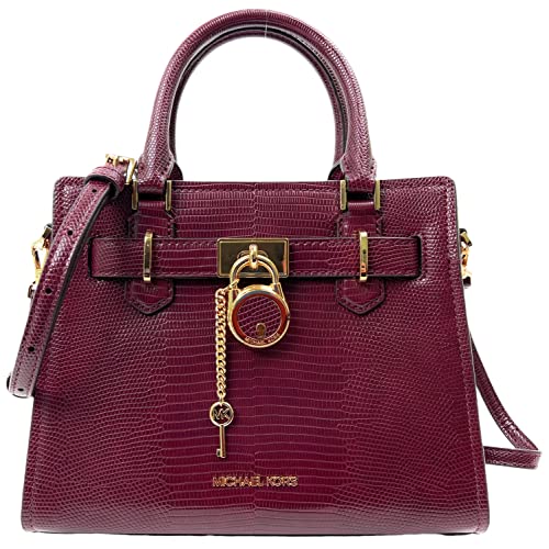 Michael Kors Hamilton Small Leather Satchel Crossbody Bag (Merlot)