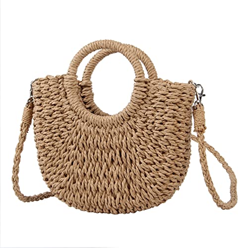Naudamp Borsa da spiaggia da donna in paglia Borsa a mano Hobo con...