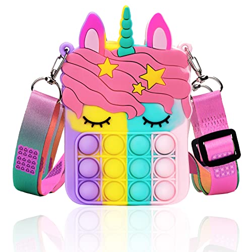 Pop Bubble Push It unicorno Borsa a Tracolla, Borsa per Giocattoli...