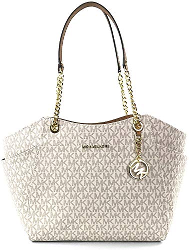 Michael Kors Jet Set Travel Large Chain Shoulder Tote (Vanilla Sig...