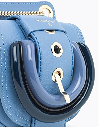 PATRIZIA PEPE, borsa tracolla piccola azzurra in pelle