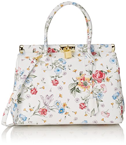 Chicca Borse Borsa Donna a Mano Pelle con Tracolla Bauletto, Fiori