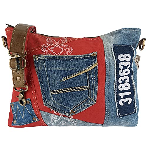 Sunsa Borsa da donna sostenibile, borsa a tracolla in jeans riciclati...