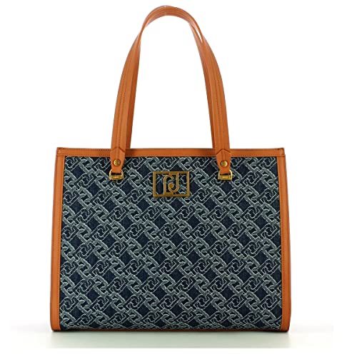 Borsa Liu Jo romantica L shopper monogram NA2029 T9779 blu denim