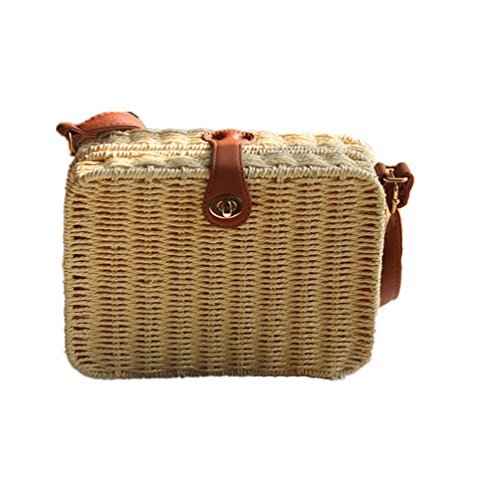 ADITAM Borsa a Tracolla in Paglia Borsa da Donna in Rattan Intrecciato...