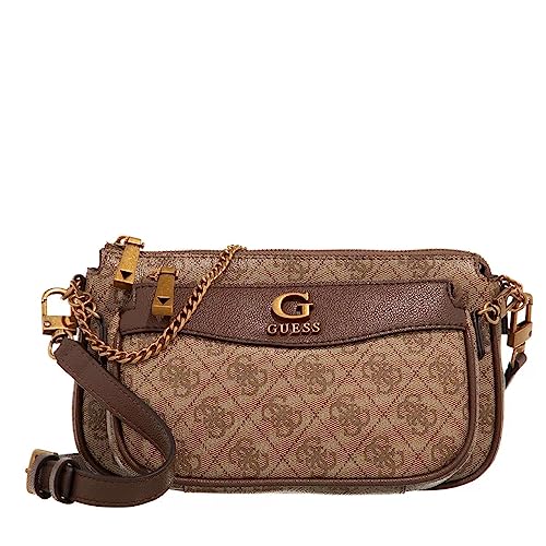 Guess Borsa a tracolla Nell 24 cm, Latte Logo/Brown, Taglia unica...