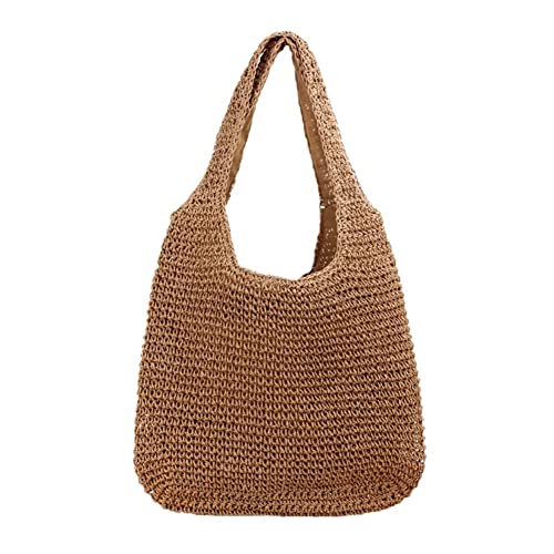 Borsa a tracolla in paglia da donna, borsa a secchiello per viaggi...