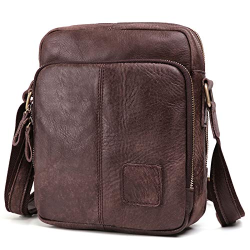 BAIGIO Borsello Uomo Vera Pelle Vintage Borsa a Tracolla Marrone Borsa...