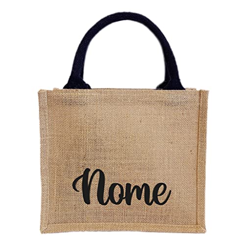 Caribu design Borsa in Juta Personalizzabile con Iniziali o Nome Tote...