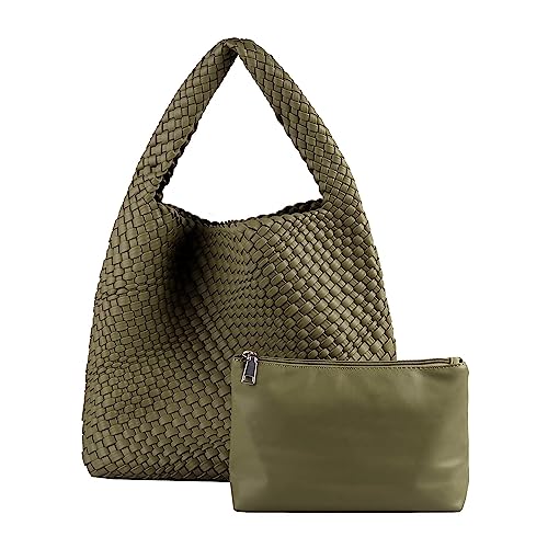 Borsa Tote Da Donna in Pelle Vegana Intrecciata, Borsa a Tracolla Di...