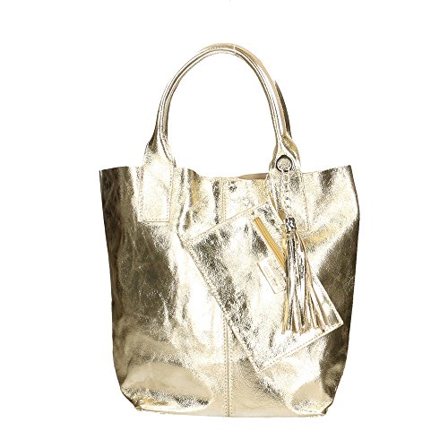 Chicca Borse Borsa a Mano Donna in Pelle Made in Italy 42x35x15 Cm
