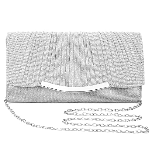 Asvert Borsa da Sera, Pochette Donna Elegante, Borse Clutch Argento,...