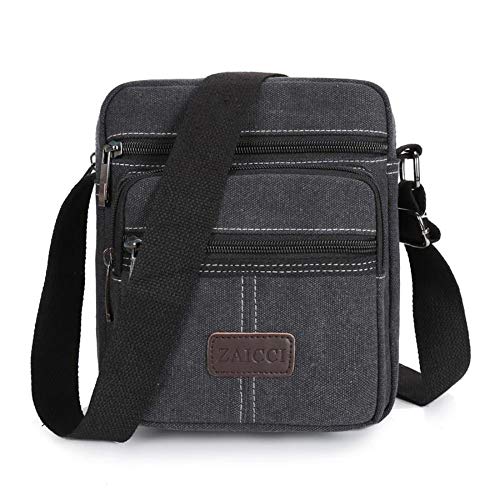 Borsa Uomo Tracolla in Tela, Borsello Vintage a Spalla con Multe...