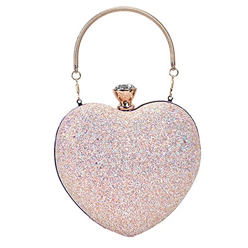 Milya DE - Borsa da sera da donna, a forma di cuore, con paillette,...