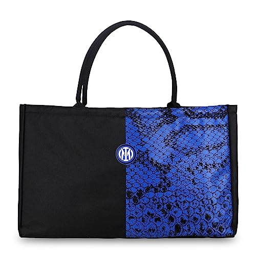 Inter - Borsa Da Spiaggia in Tela con pattern Biscione 55x34 cm, Borsa...