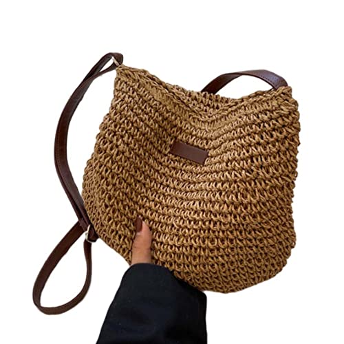 Borsa estiva in paglia Borsa a tracolla singola intrecciata moda...