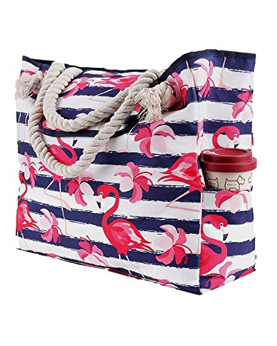 JFAN Borsa Mare Borsa Donna Grande Famiglia a Righe con Bottone...