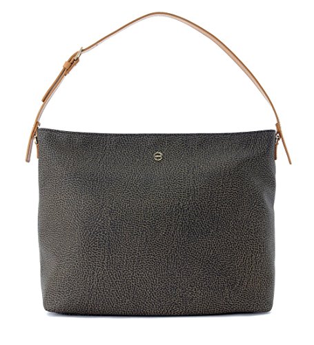 Borsa a spalla Borbonese Hobo medium in graffiti marrone scuro