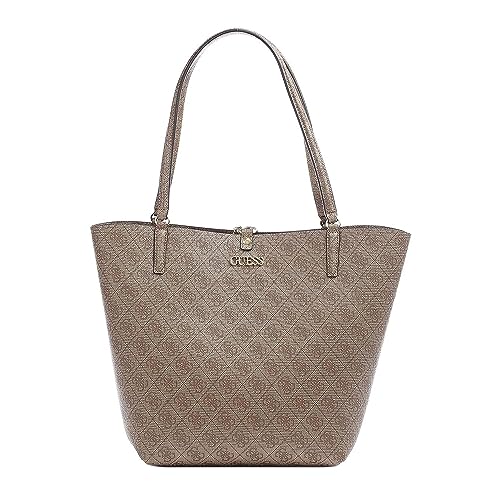 Guess Alby Toggle Tote, Borsa Donna, Latte Logo, Taglia Unica