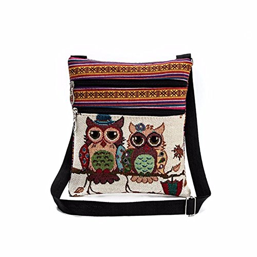 VICGREY 🍒 Ricamato Gufo Borsetta Borsa Donna Tracolla Borsa...