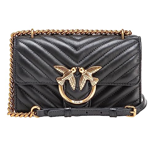 Pinko, LOVE ONE MINI DC SHEEP NAPPA C Donna, Z99Q_NERO-ANTIQUE GOLD,...