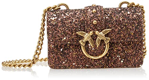 Pinko Love Micro C Grainy Glitter, Borsa Donna, ZZOQ_Bronzo-Antique...