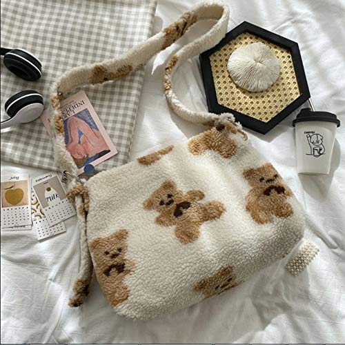 Borsa a tracolla da donna in tessuto di agnello in tela soffice...