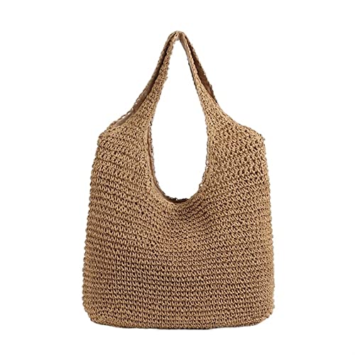 FJZFXKZL Borsa Mare Paglia, a Tracolla da Donna Intrecciata Tessuto...