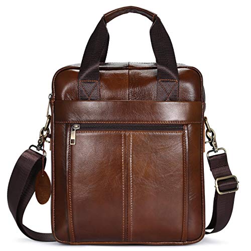 BAIGIO Borsello Uomo Vera Pelle Vintage Borsa a Tracolla Marrone Borsa...