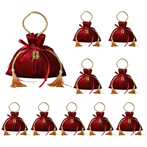 HanOBC 10 sacchetti regalo in velluto con coulisse, 15 x 16 cm,...