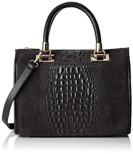 Chicca Borse Borsa Donna a Mano in Pelle con Tracolla Bauletto, Nero