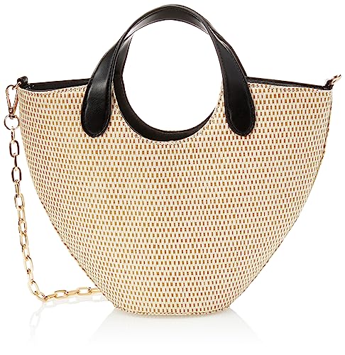 The Drop, borsa in paglia Jade, da donna, con tracolla a catena, nera,...