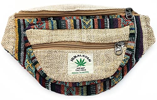 Marsupio Hippie Canapa 3 Tasche con Cerniera Borsa a Tracolla Unisex...
