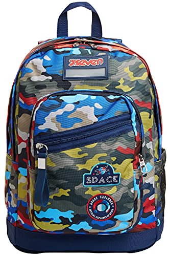Seven Zaino Scuola New Fit, Multicolore, Camo Stains, Zaino Doppio...