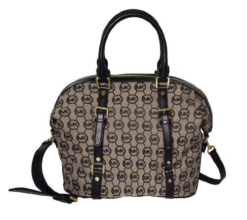 Michael Kors Monogram Bedford MD Borsa a tracolla, Beige, taglia unica