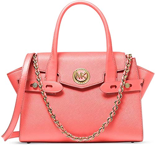 Michael Kors Carmen Leather Flap Crossbody Satchel - Pink Grapefruit