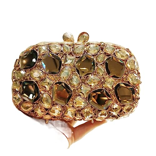 EviKoo Borse da Sera in Cristallo Oro/Argento da Donna Ladies Diamond...