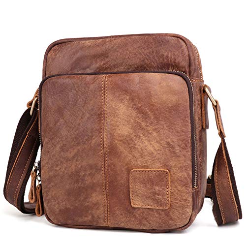 BAIGIO Borsello Uomo Vera Pelle Vintage Borsa a Tracolla Marrone Borsa...