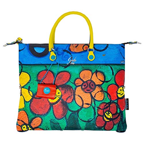 GABS Borsa Pelle G3 M Shopping trasformabile stampa Margherite donna...