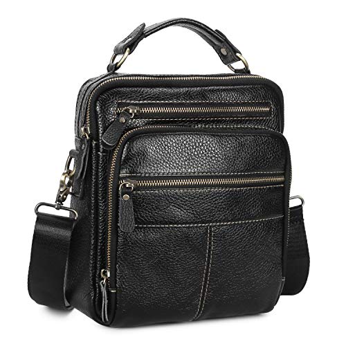 BAIGIO Borsello a Tracolla Uomo Pelle Nero Borsa a Spalla Vintage...