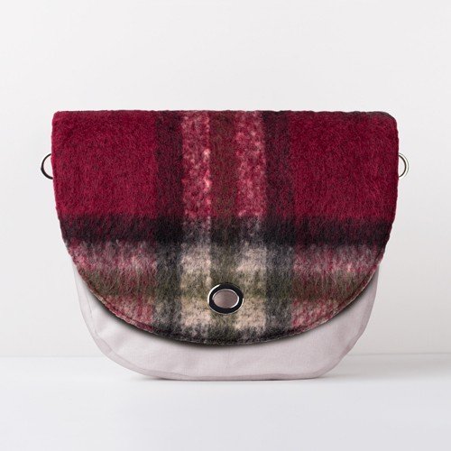 JU'STO Justo J-Hoop Canvas con Patta Lana Tartan Bordeaux, Accessorio...