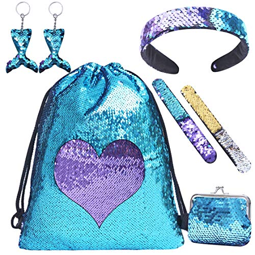 HTBAKOI Zainetto Paillettes Reversibili Bambina, Borsa Zaino Bimba con...