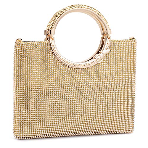 BAIGIO Pochette Donna Elegante Argento Strass Clutch Cerimonia...
